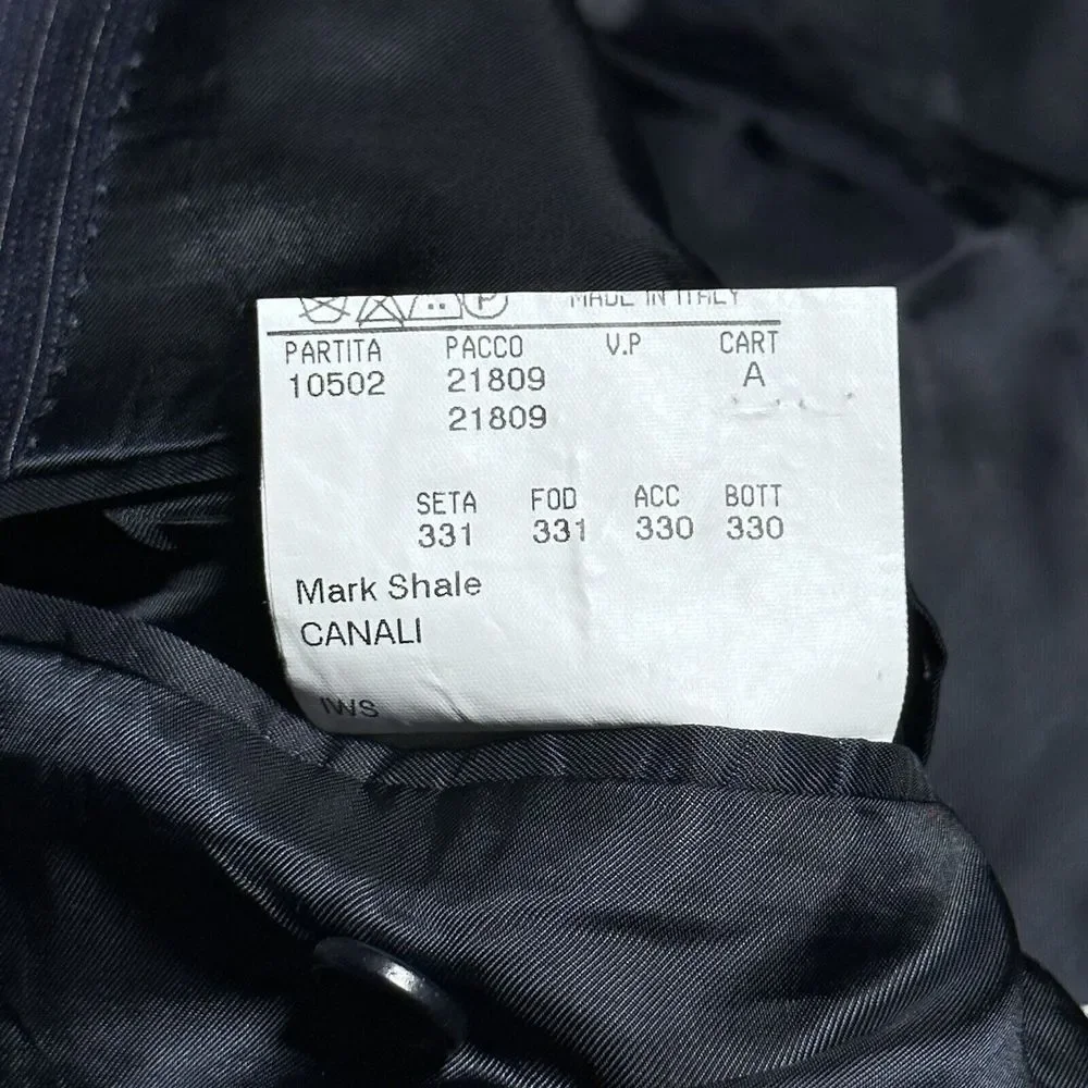 Canali Mark Shale Black Pinstripe Two Button Italy Wool Blazer Jacket‎ Men's 50L
